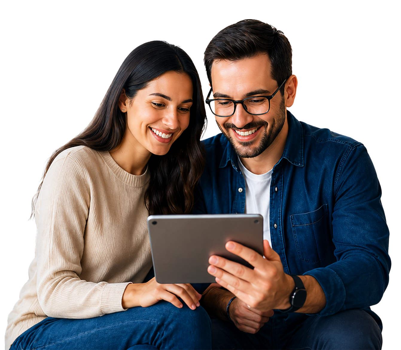 Casal analisando soluções de crédito